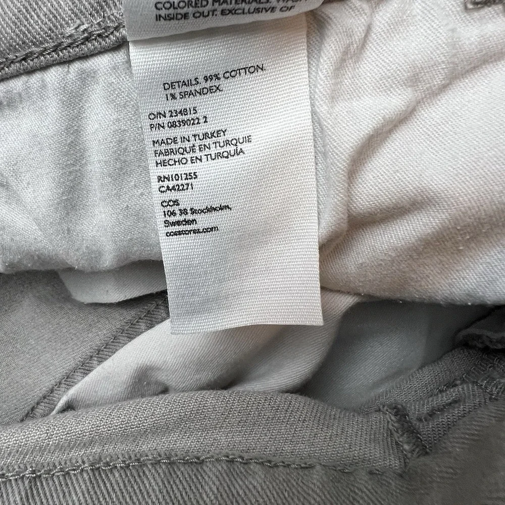 COS Slim Mid Rise Slim Leg Jeans - Light Grey Tagged 30x32